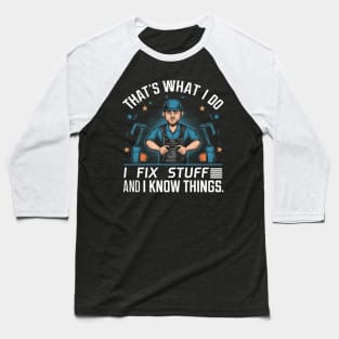 "I Fix stuff" Funny Mechanic, Ingenieur, Garage Baseball T-Shirt